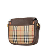 バーバリー ノバチェック シャドーホース ショルダーバッグ ベージュ ブラウン キャンバス レザー レディース BURBERRY 【中古】